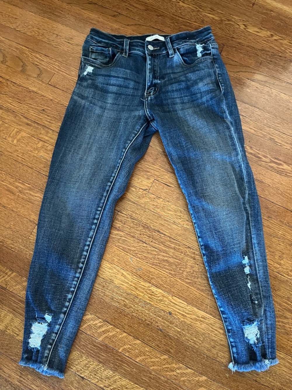 Kan Can Dark Blue Women's Distressed Slim Jeans size 28
